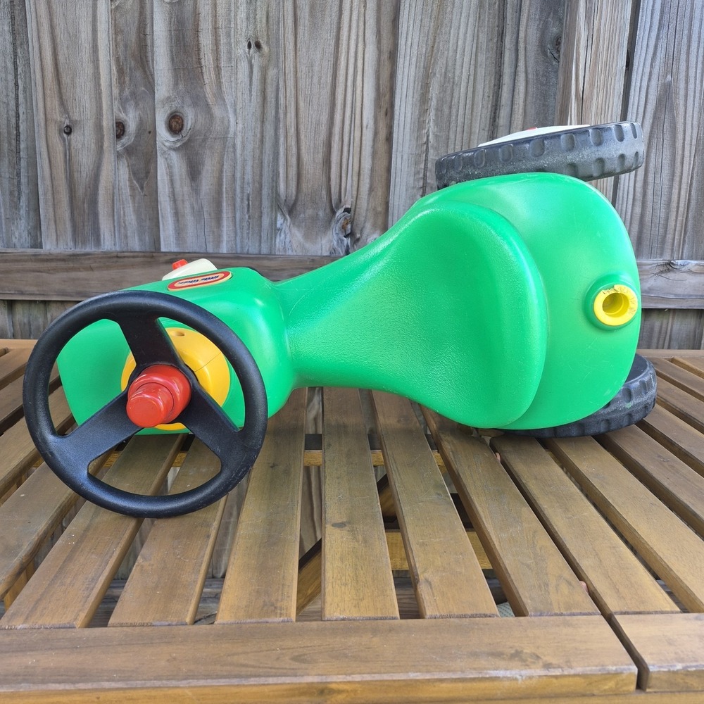 Vintage Little Tikes Child Size Green Ride On Tractor + Yellow Trailer RARE - Picture 6 of 15